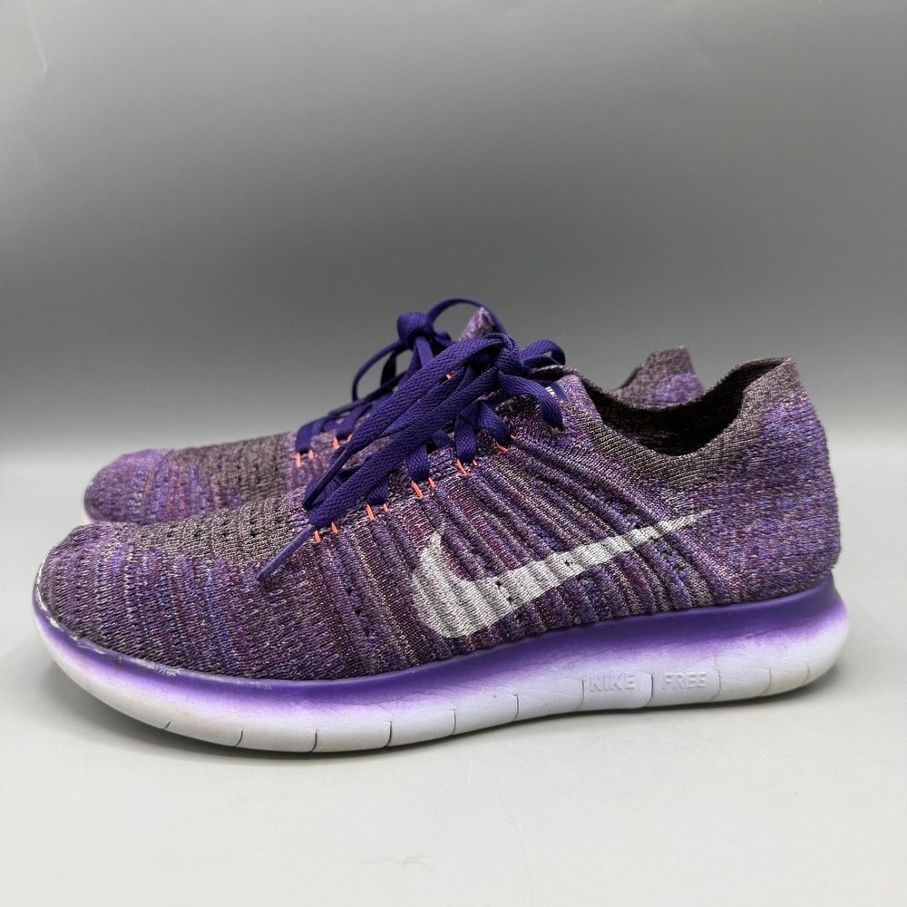 Nike Free RN Flyknit Purple Running Shoes Womens 7.5 Sneakers 831070-503
